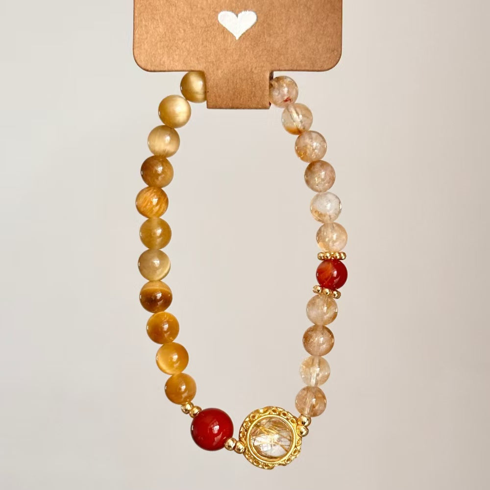 Citrine,Agate,Rhodonite Bracelet