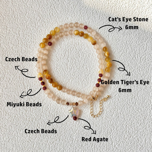Tiger's Eye Stone,Agate,Star Neclace