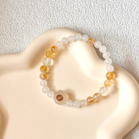 Clear Quartz,Citrine Crystal Bracelet