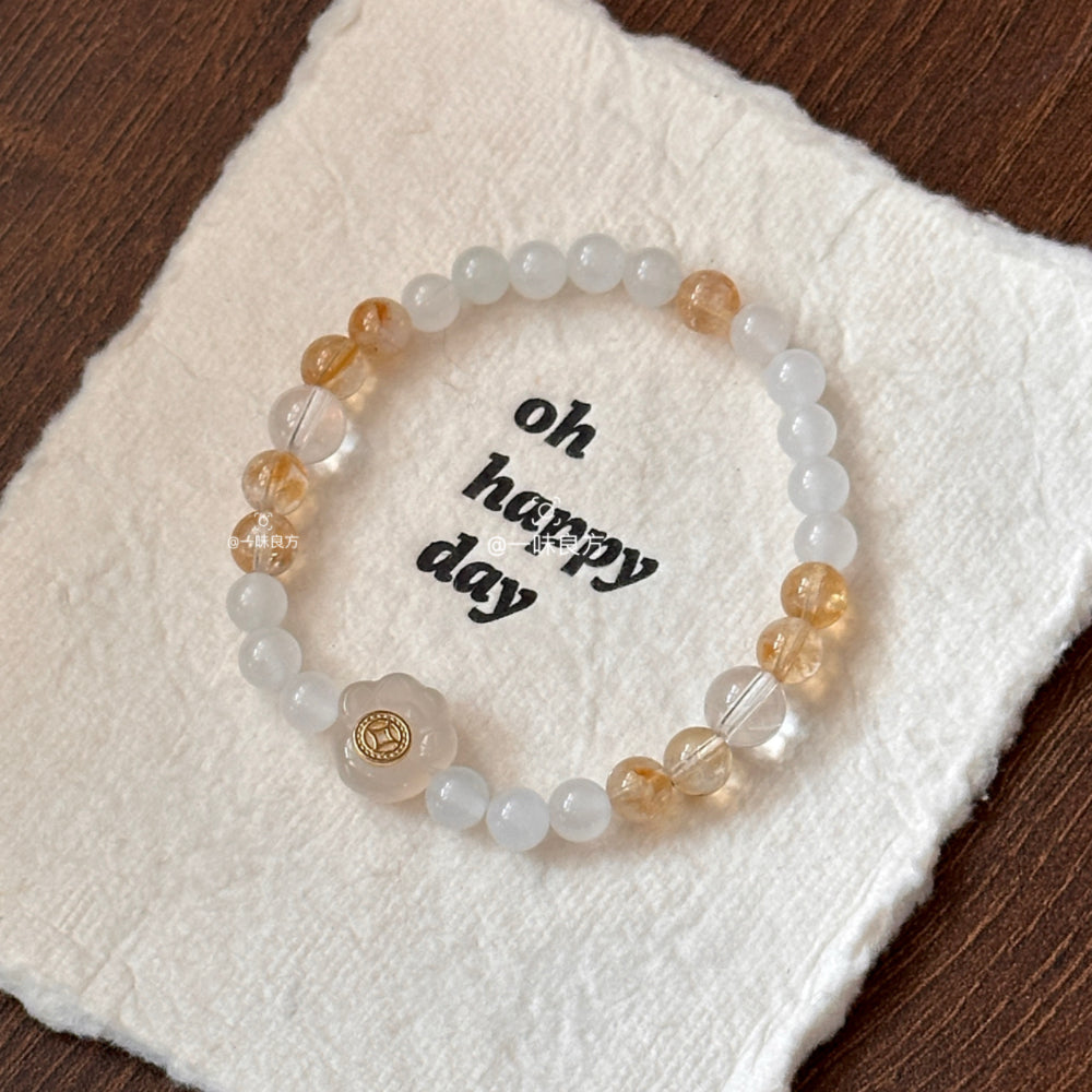 Clear Quartz,Citrine Crystal Bracelet
