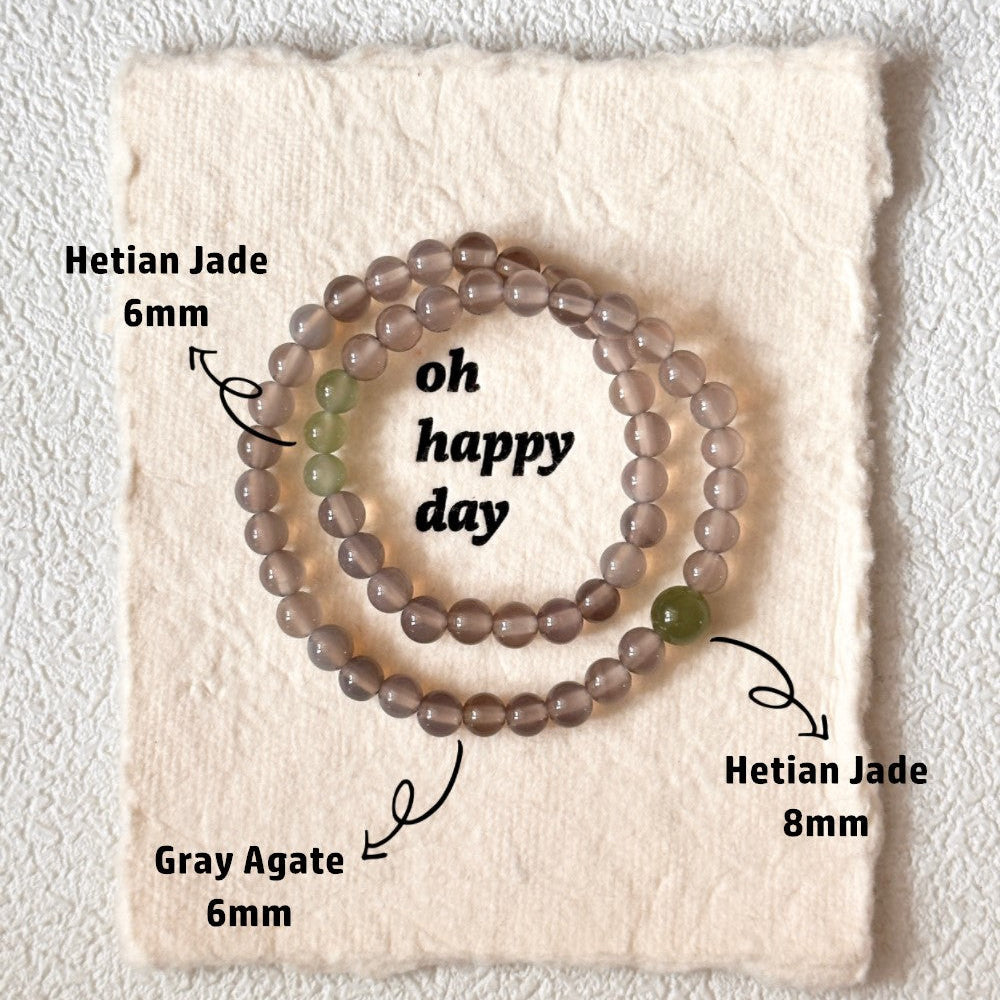 Grey Agate,Jade Bead Bracelet