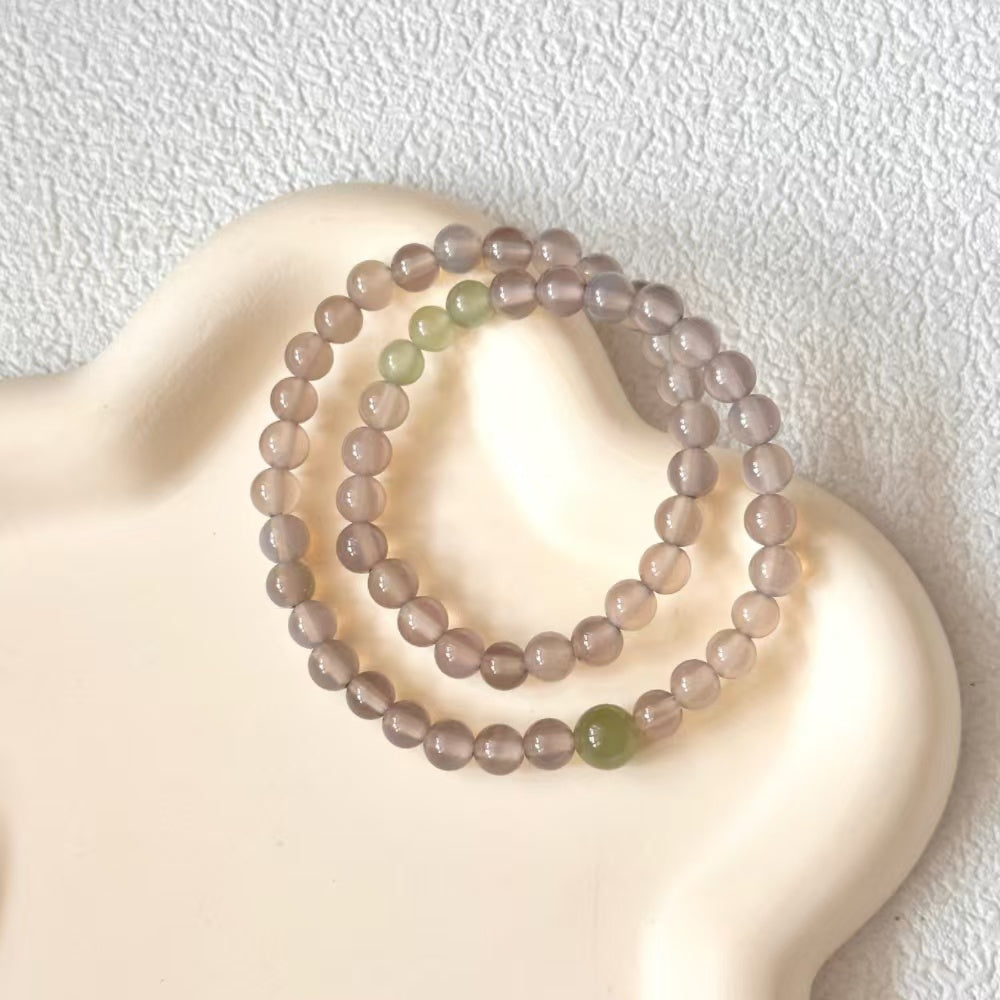 Grey Agate,Jade Bead Bracelet