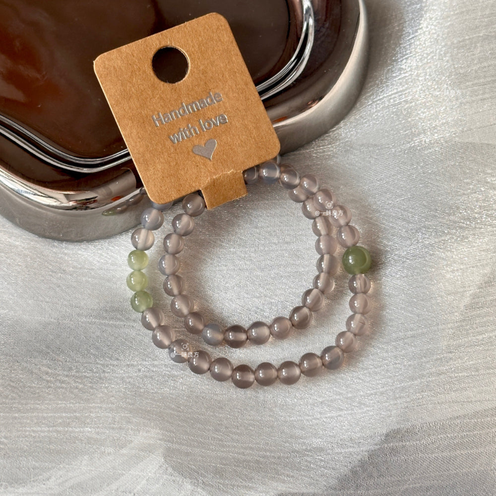 Grey Agate,Jade Bead Bracelet