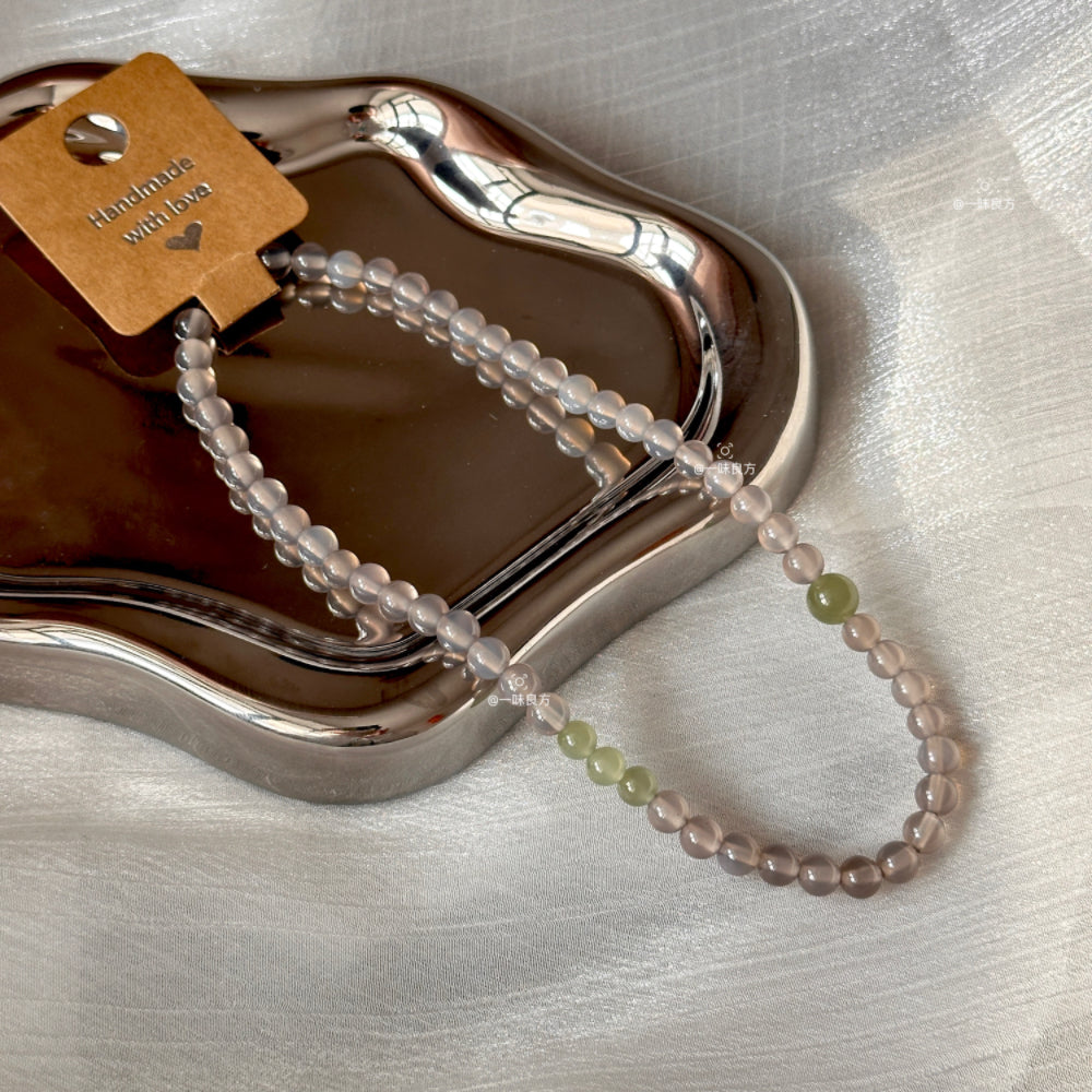 Grey Agate,Jade Bead Bracelet