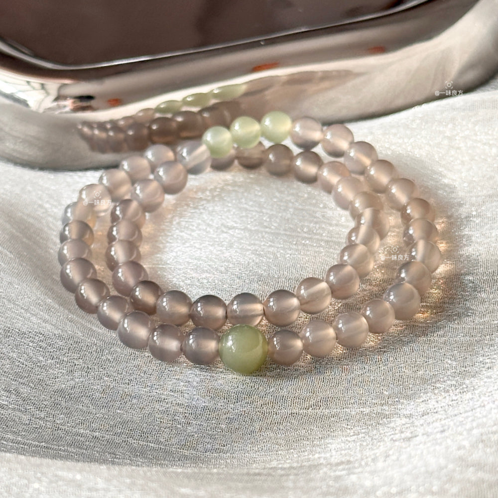 Grey Agate,Jade Bead Bracelet