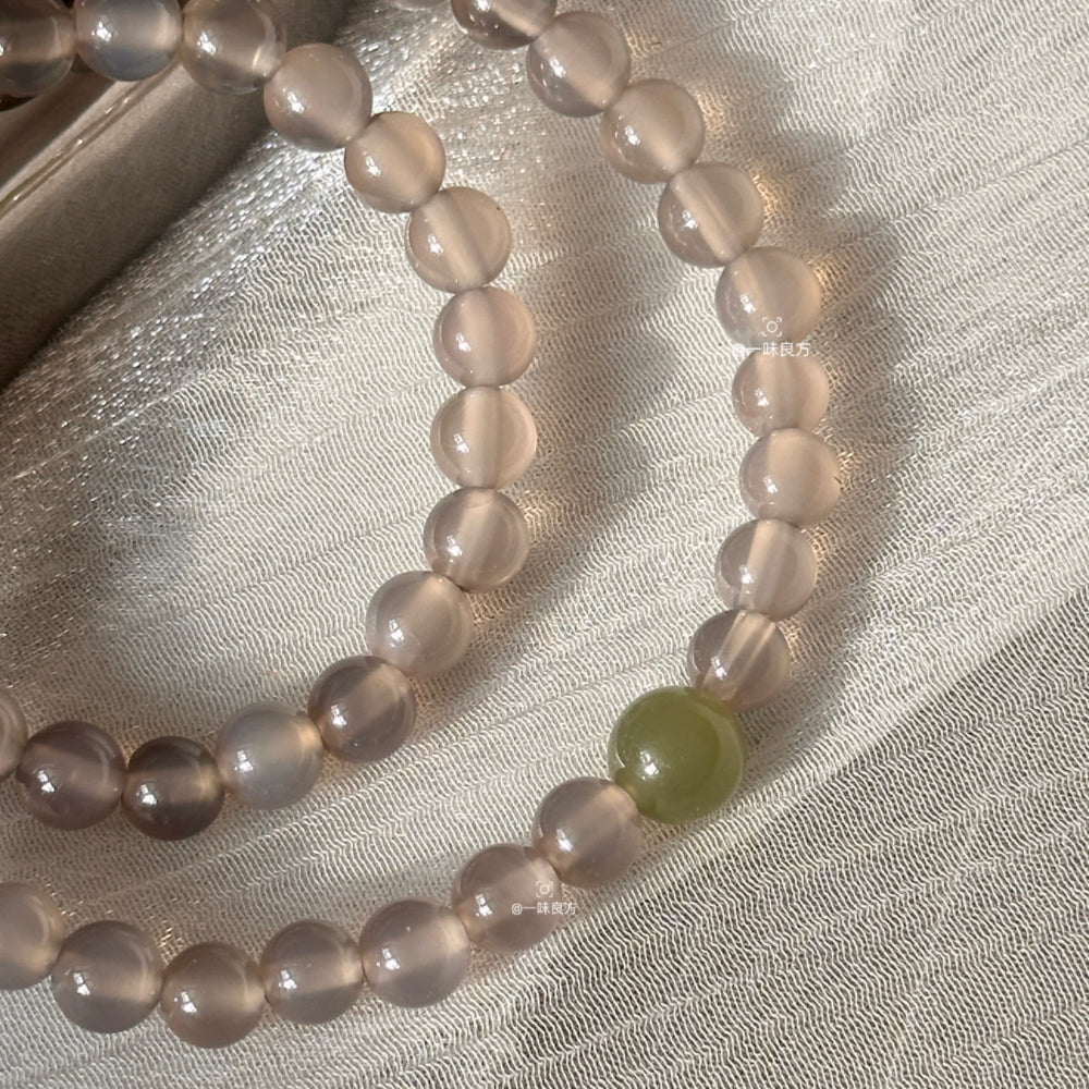 Grey Agate,Jade Bead Bracelet