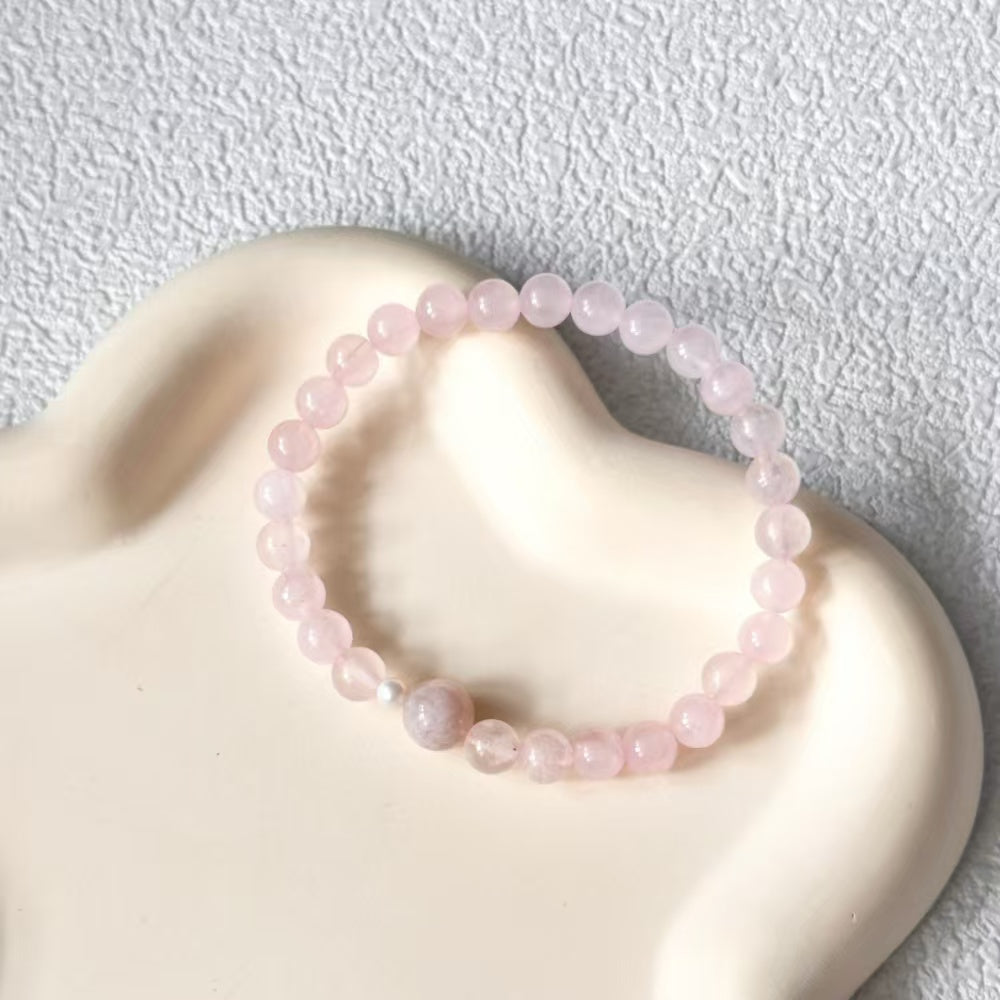 Agate,Rose Quartz,Pearl Love Bracelet