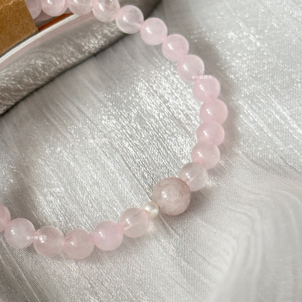 Agate,Rose Quartz,Pearl Love Bracelet