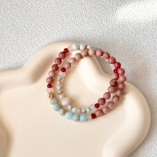 Rhodonite,Red Agate Bracelet