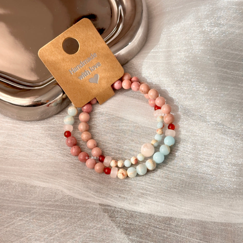 Rhodonite,Red Agate Bracelet