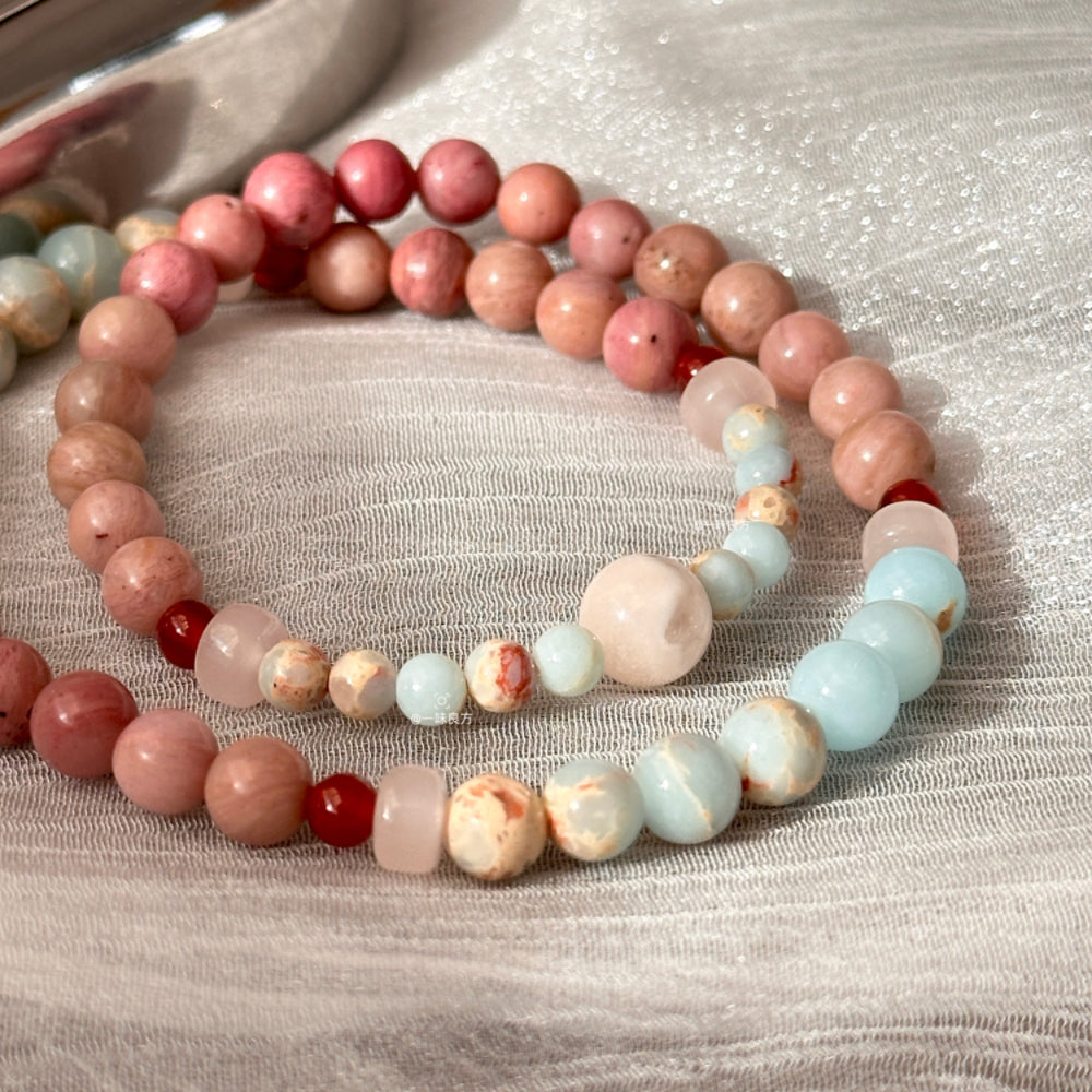 Rhodonite,Red Agate Bracelet
