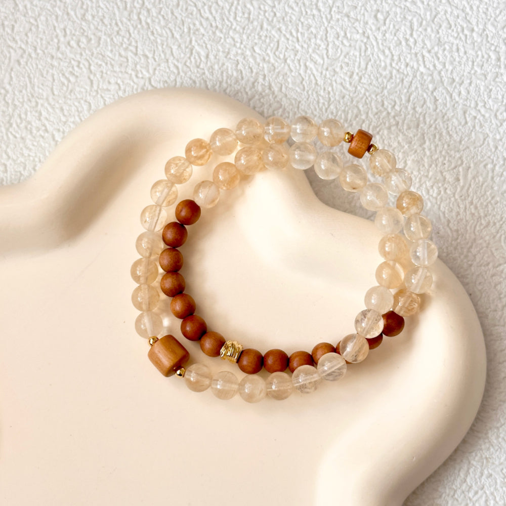 Sandalwood,Citrine,Quartz Bracelet