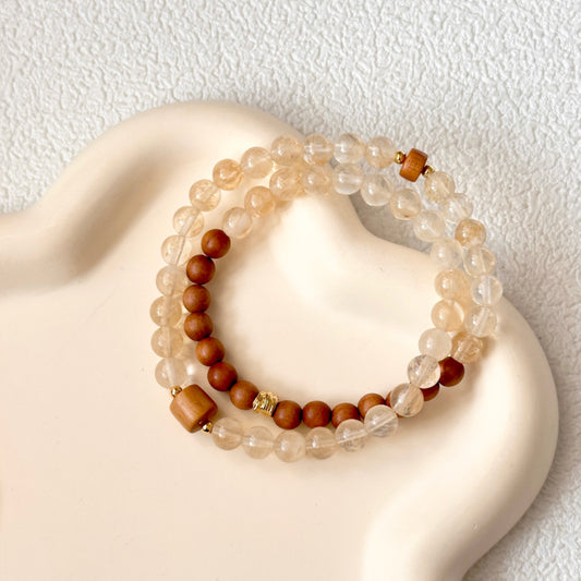 Sandalwood,Citrine,Quartz Bracelet