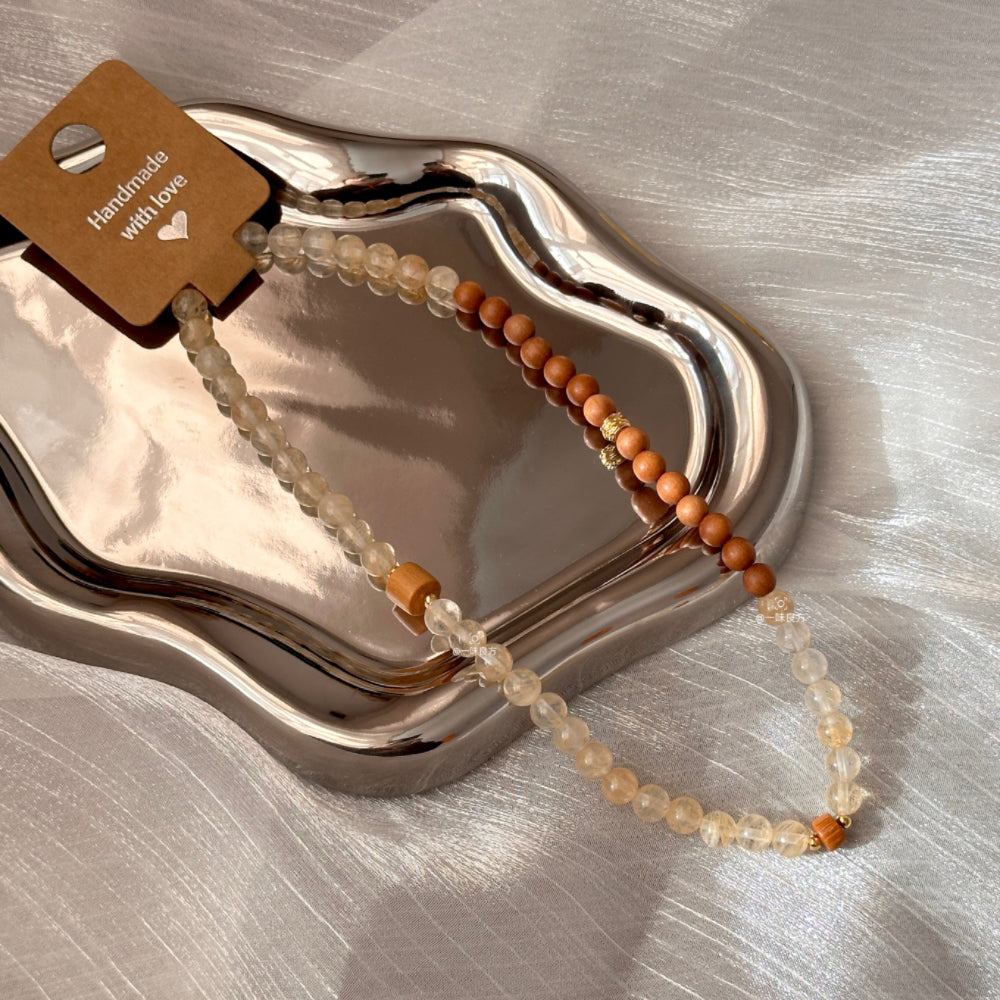 Sandalwood,Citrine,Quartz Bracelet
