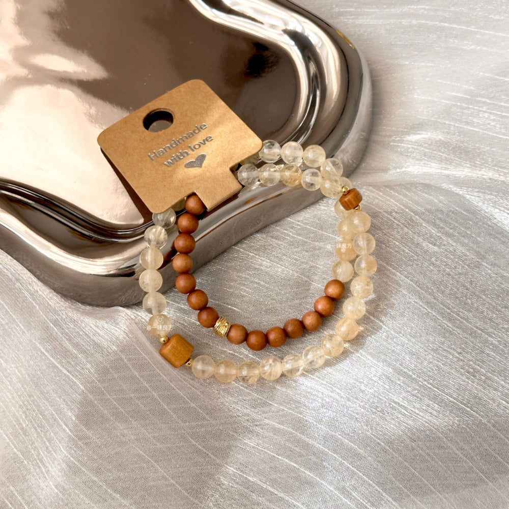 Sandalwood,Citrine,Quartz Bracelet