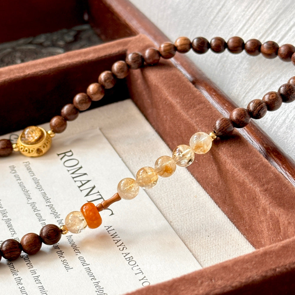 Citrine,Sandalwood Bracelet