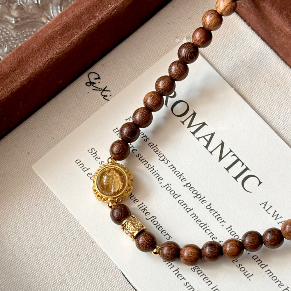 Citrine,Sandalwood Bracelet