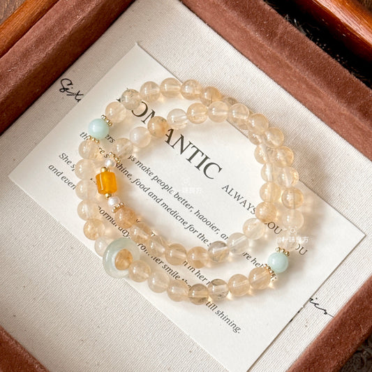 Citrine,Jade,Pearl,Crystal Bracelet