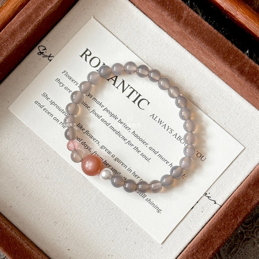 Agate,Sunstone,Pearl,Quartz Bracelet