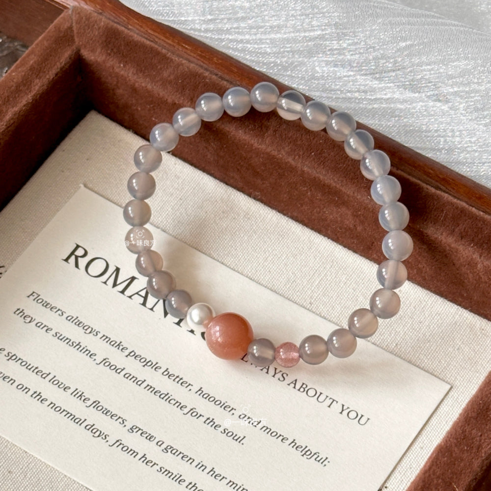 Agate,Sunstone,Pearl,Quartz Bracelet