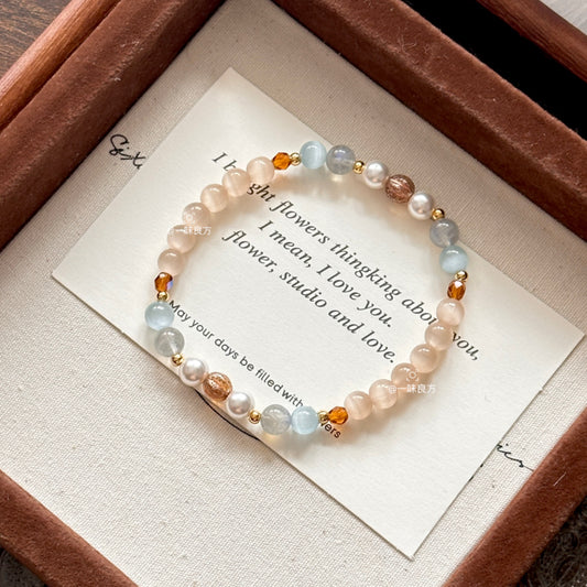 Moonstone,Pearl,Crystal Bracelet