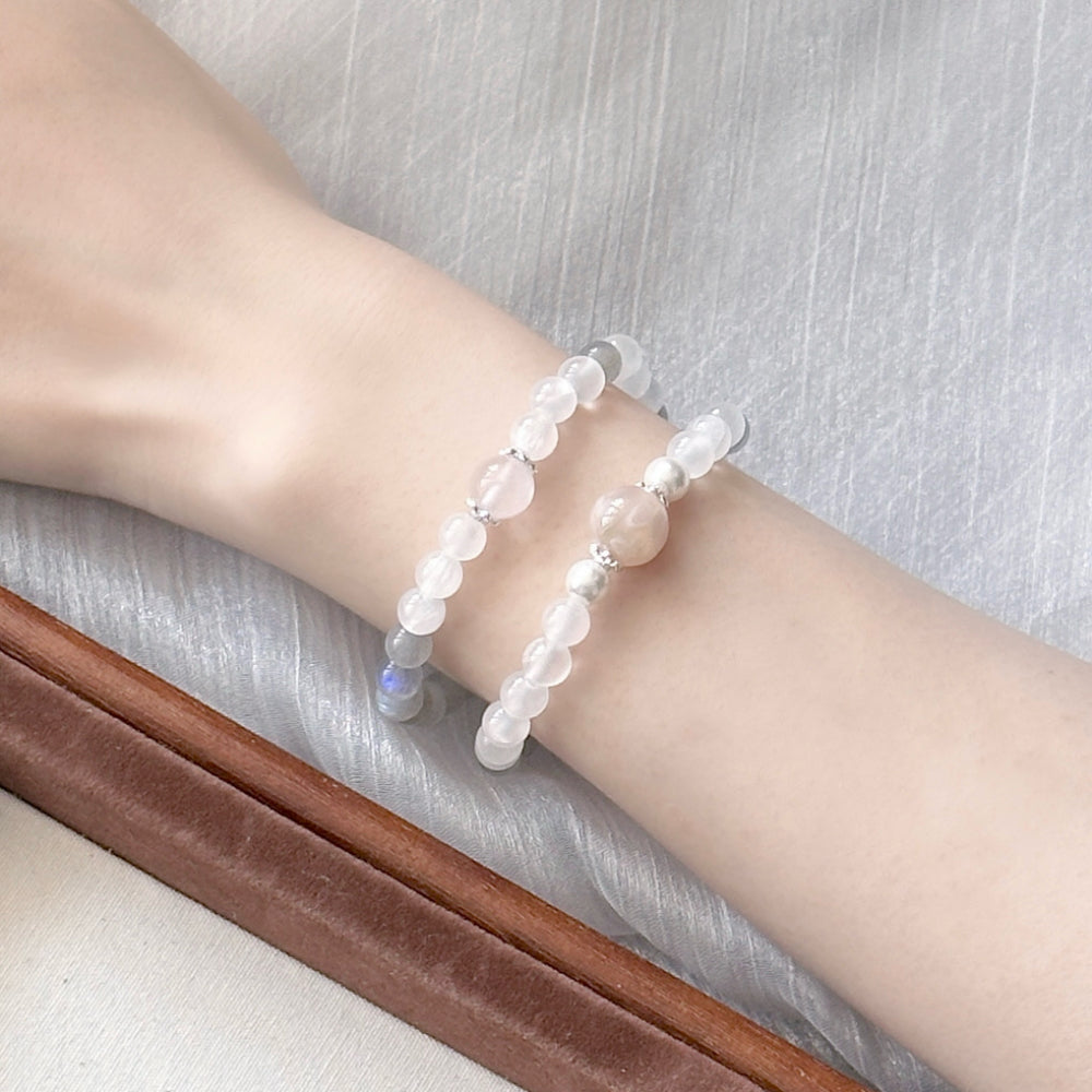 Moonstone,Agate,Rose Quartz Bracelet