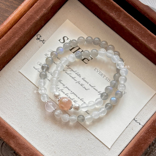 Moonstone,Agate,Rose Quartz Bracelet