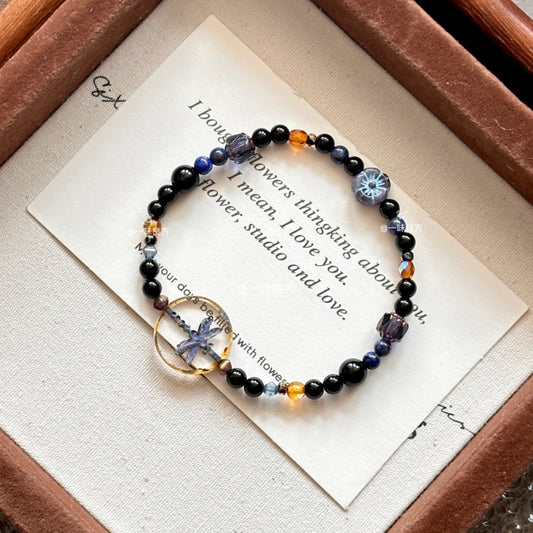 Butterfly Black Agate Obsidian Bracelet