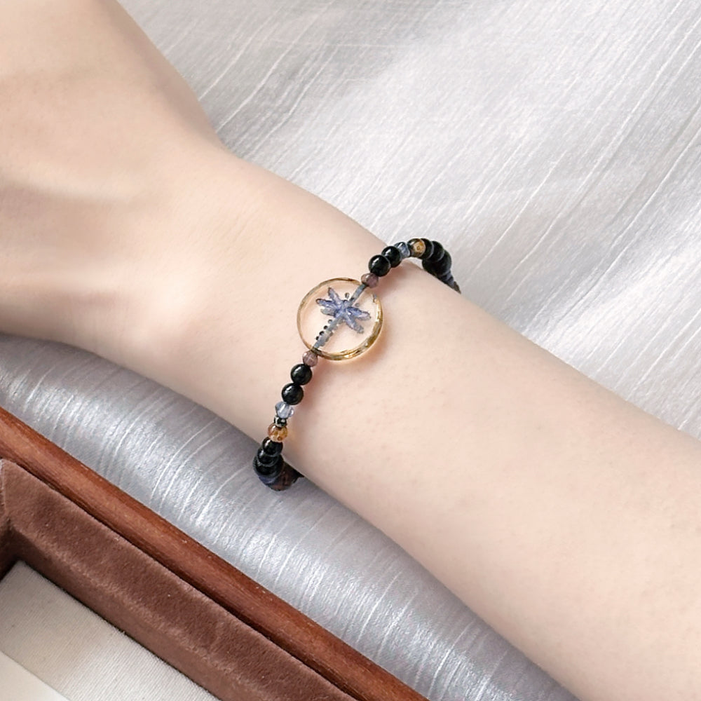 Butterfly Black Agate Obsidian Bracelet