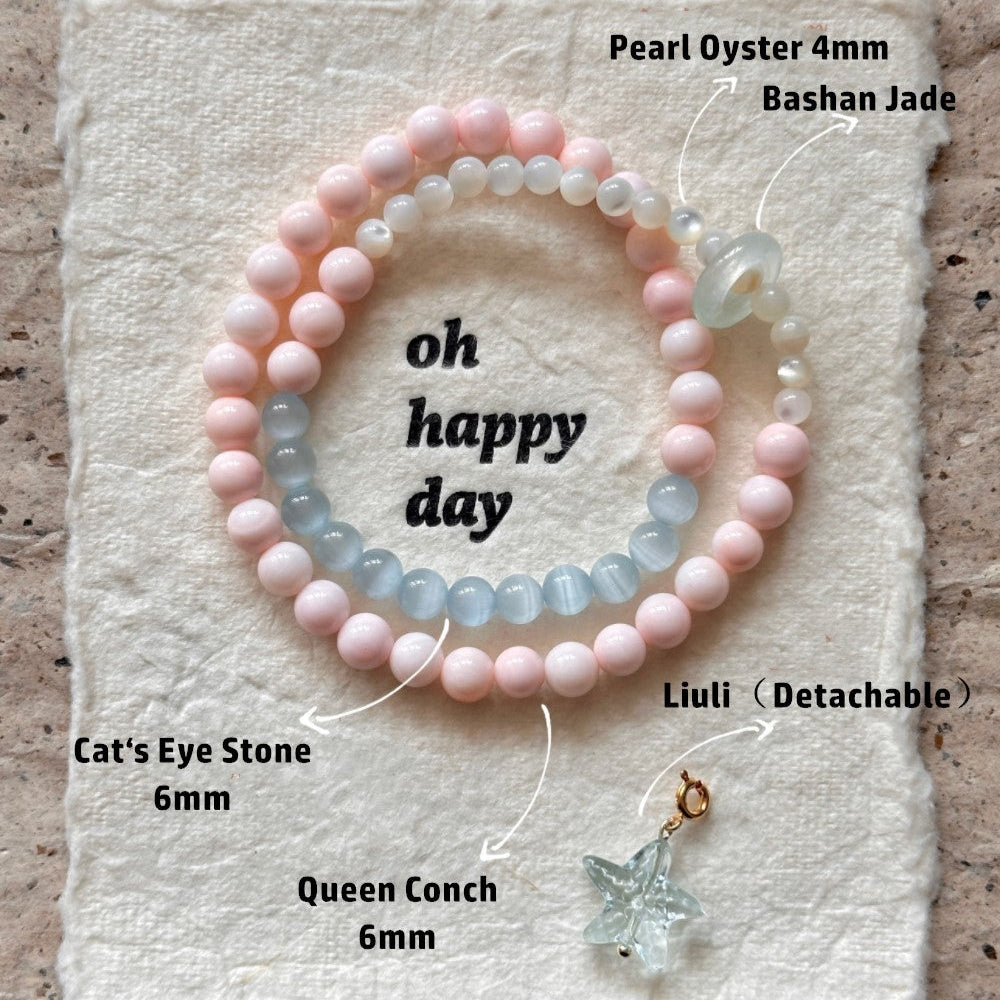 Pink Queen Conch Blue Star Bracelet