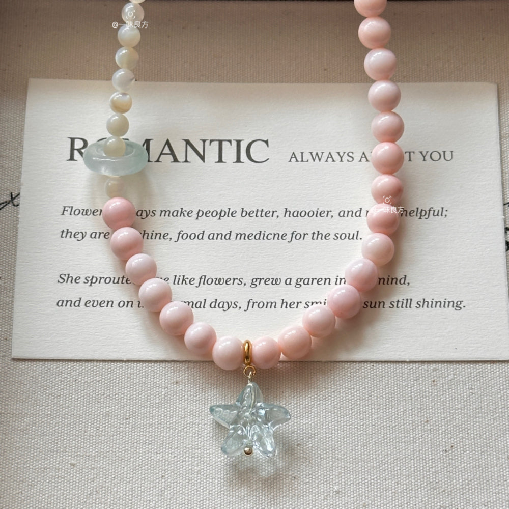Pink Queen Conch Blue Star Bracelet
