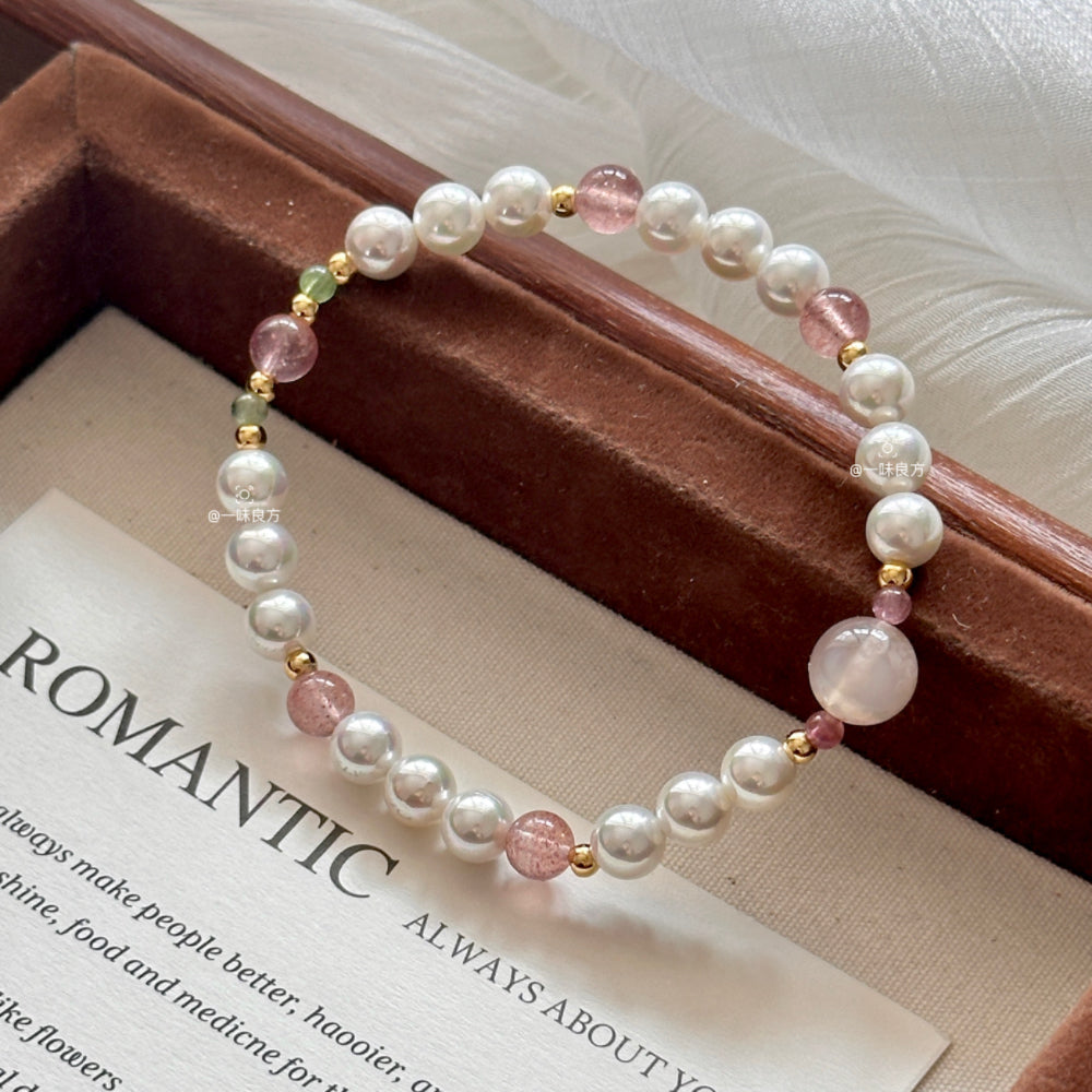Pearl,Tourmaline,Agate Crystal Bracelet