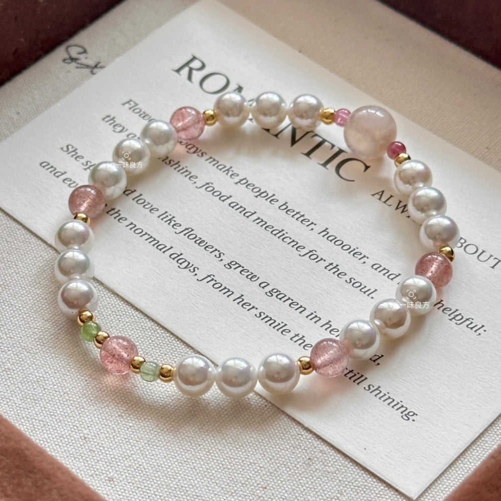 Pearl,Tourmaline,Agate Crystal Bracelet