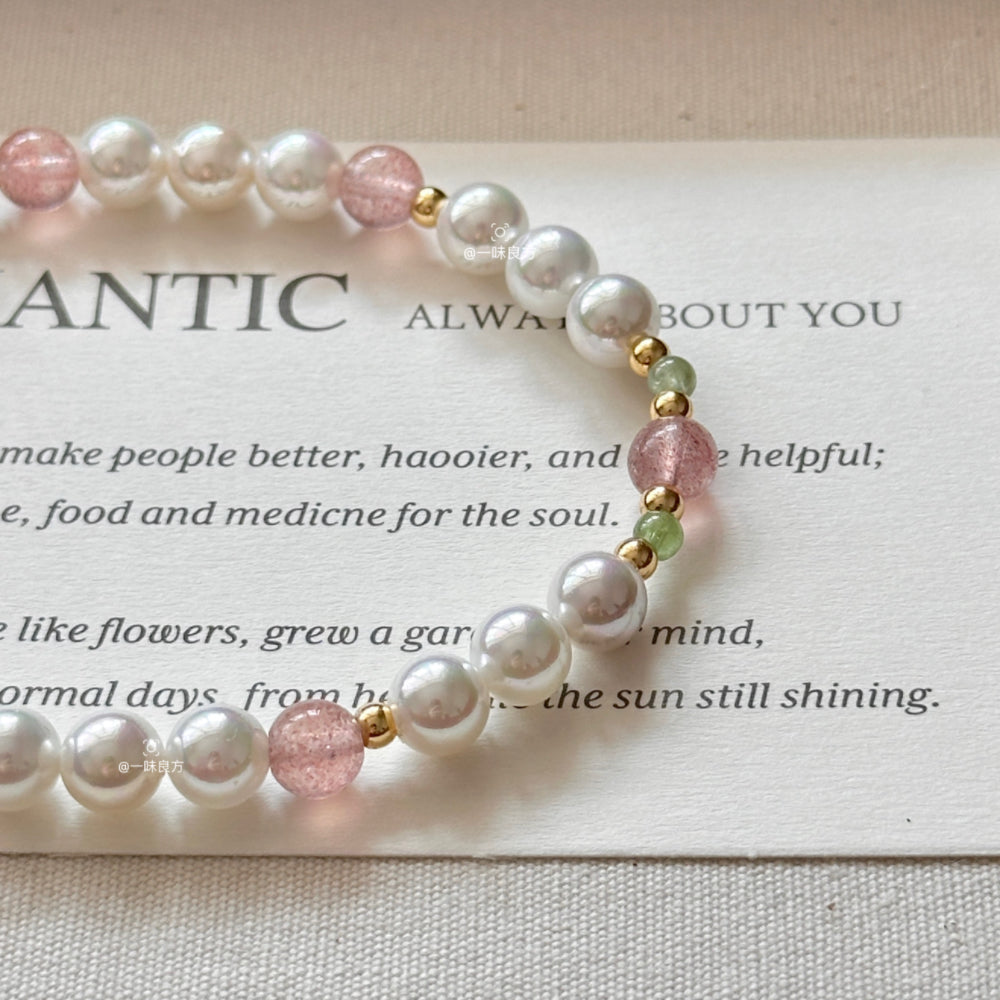 Pearl,Tourmaline,Agate Crystal Bracelet