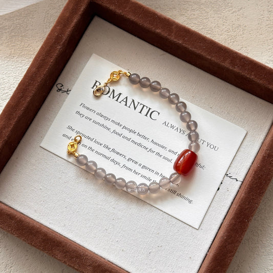 Grey Agate Gemstone Lucky Bracelet