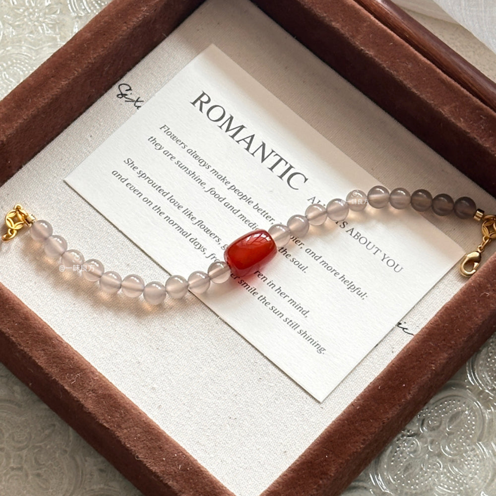 Grey Agate Gemstone Lucky Bracelet