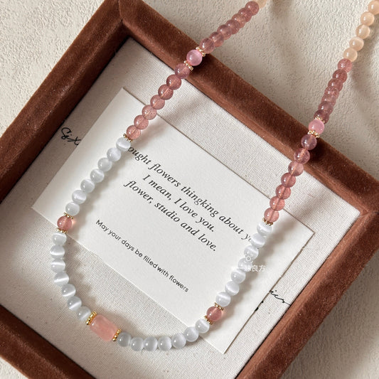 Rose Quartz,Strawberry Quartz Neclace